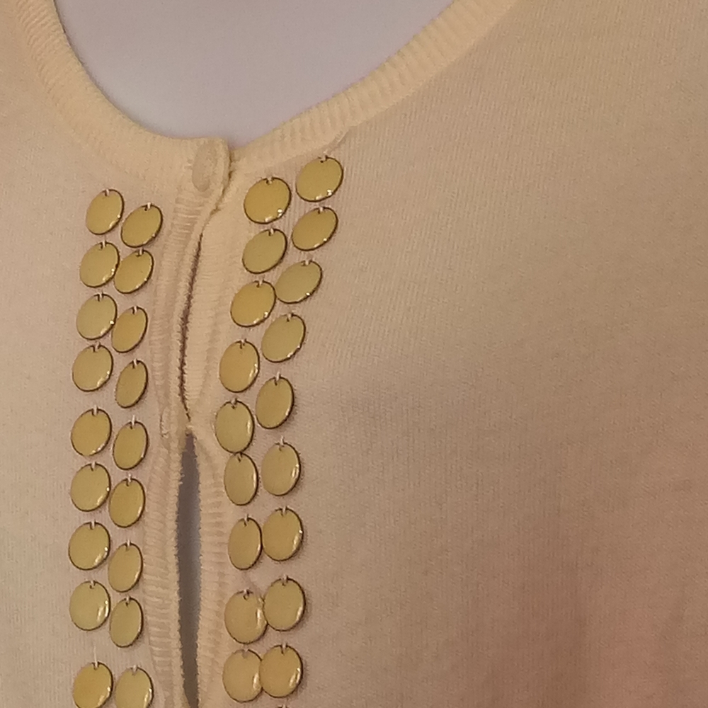 Talbots Ladies Cream Cardigan with Button Accents Sz M - Picture 3 of 8